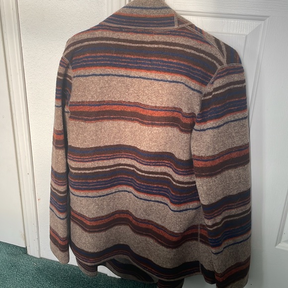 Fenn Wright Manson Wool Blend Brown Striped Cardigan Sweater Size L - Picture 2 of 4